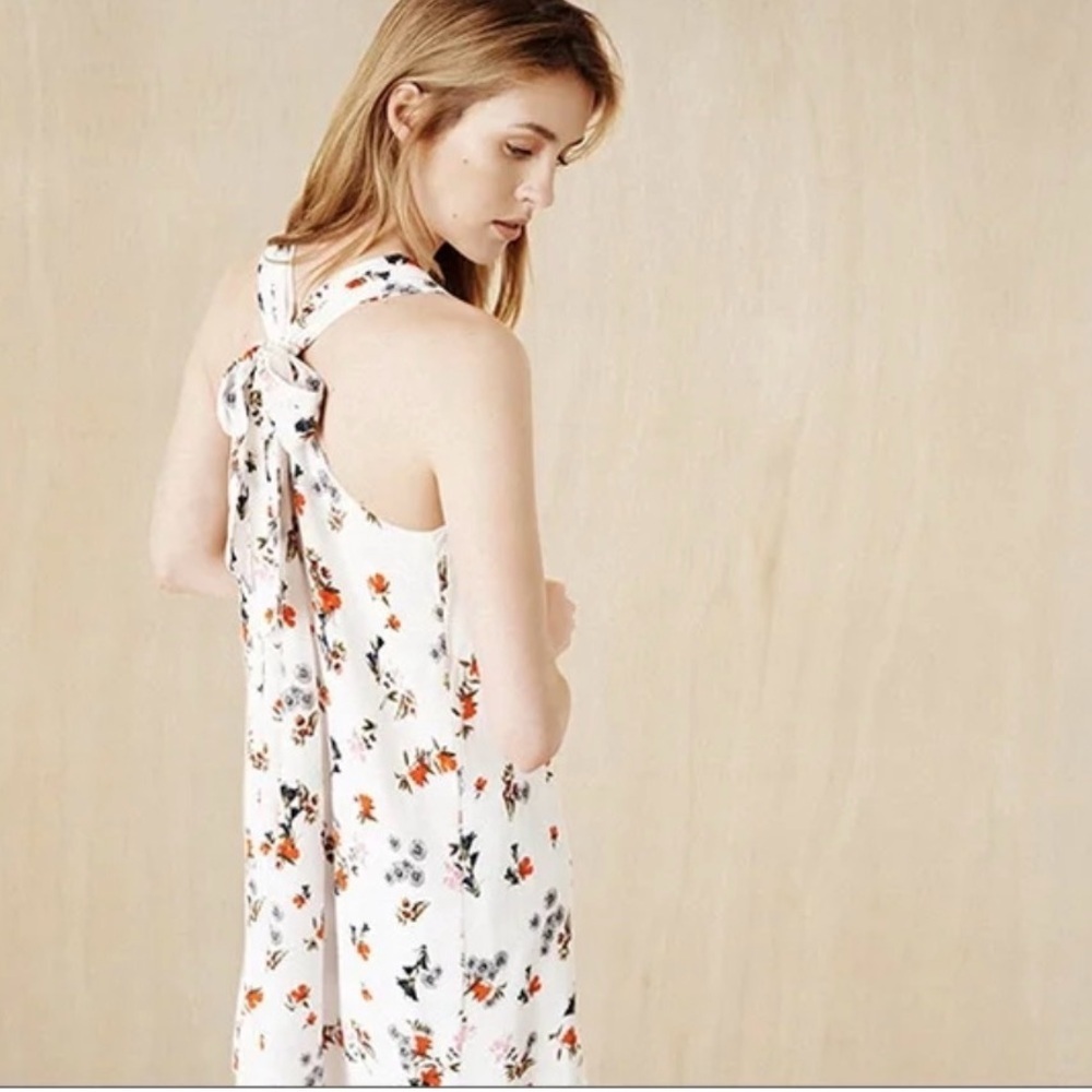 Club Monaco White Floral Back-Tie Sundress 100% Silk